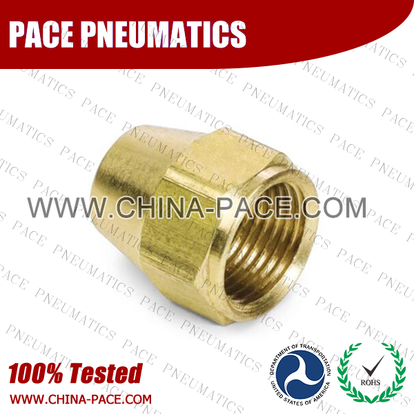 Short Rod Nut SAE 45°Flare Fittings, Brass Pipe Fittings, Brass Air Fittings, Brass SAE 45 Degree Flare Fittings